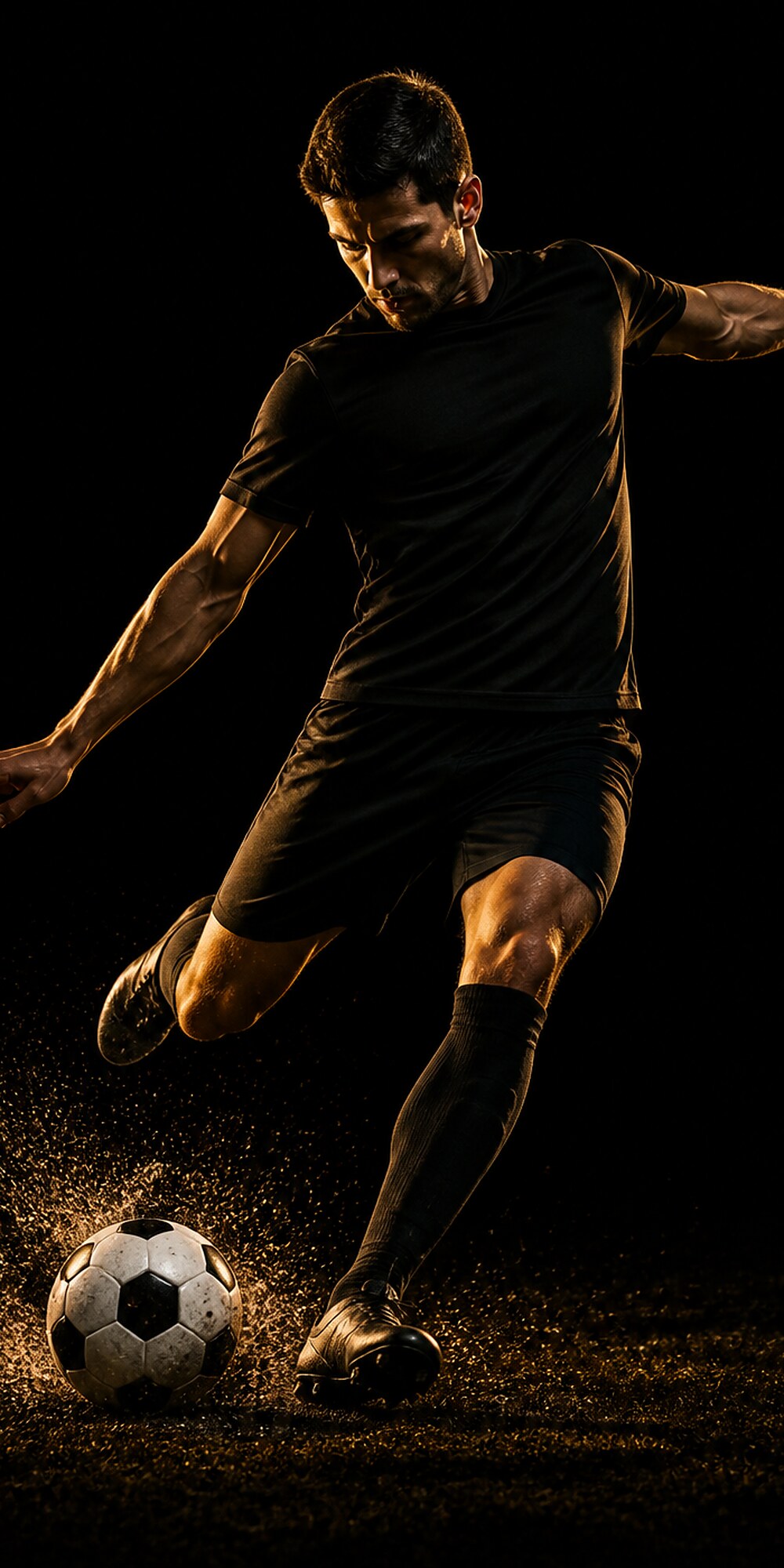 Footballer striking the ball