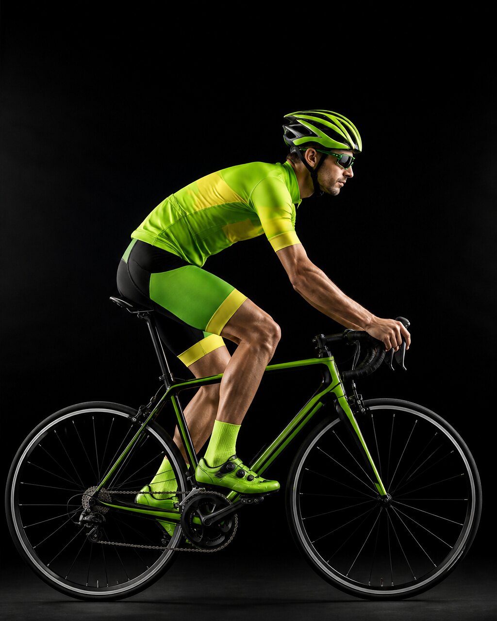Road cyclist mid-ride