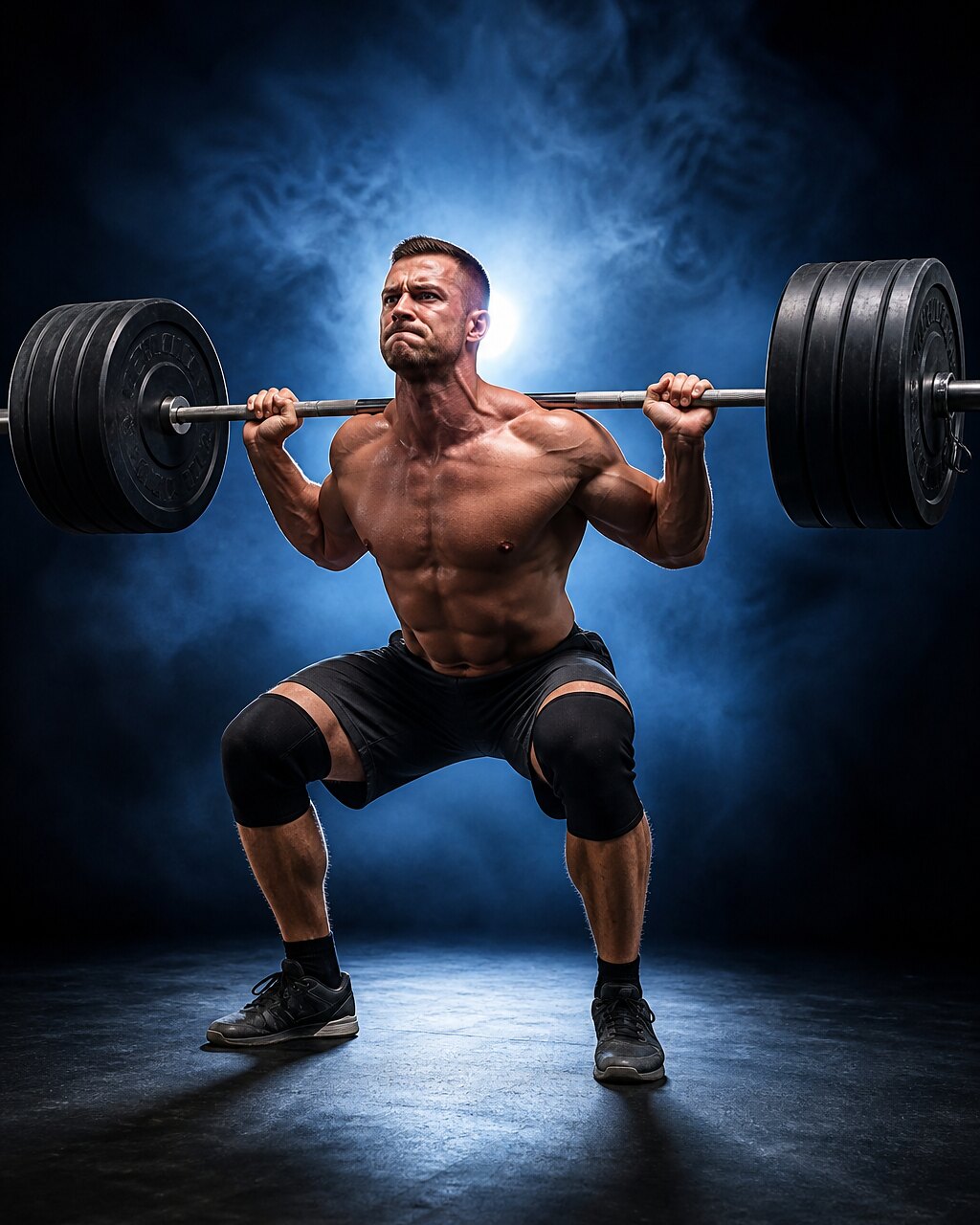Weightlifter driving out of a loaded squat