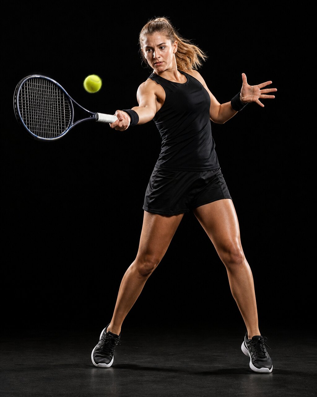 Tennis player hitting a forehand